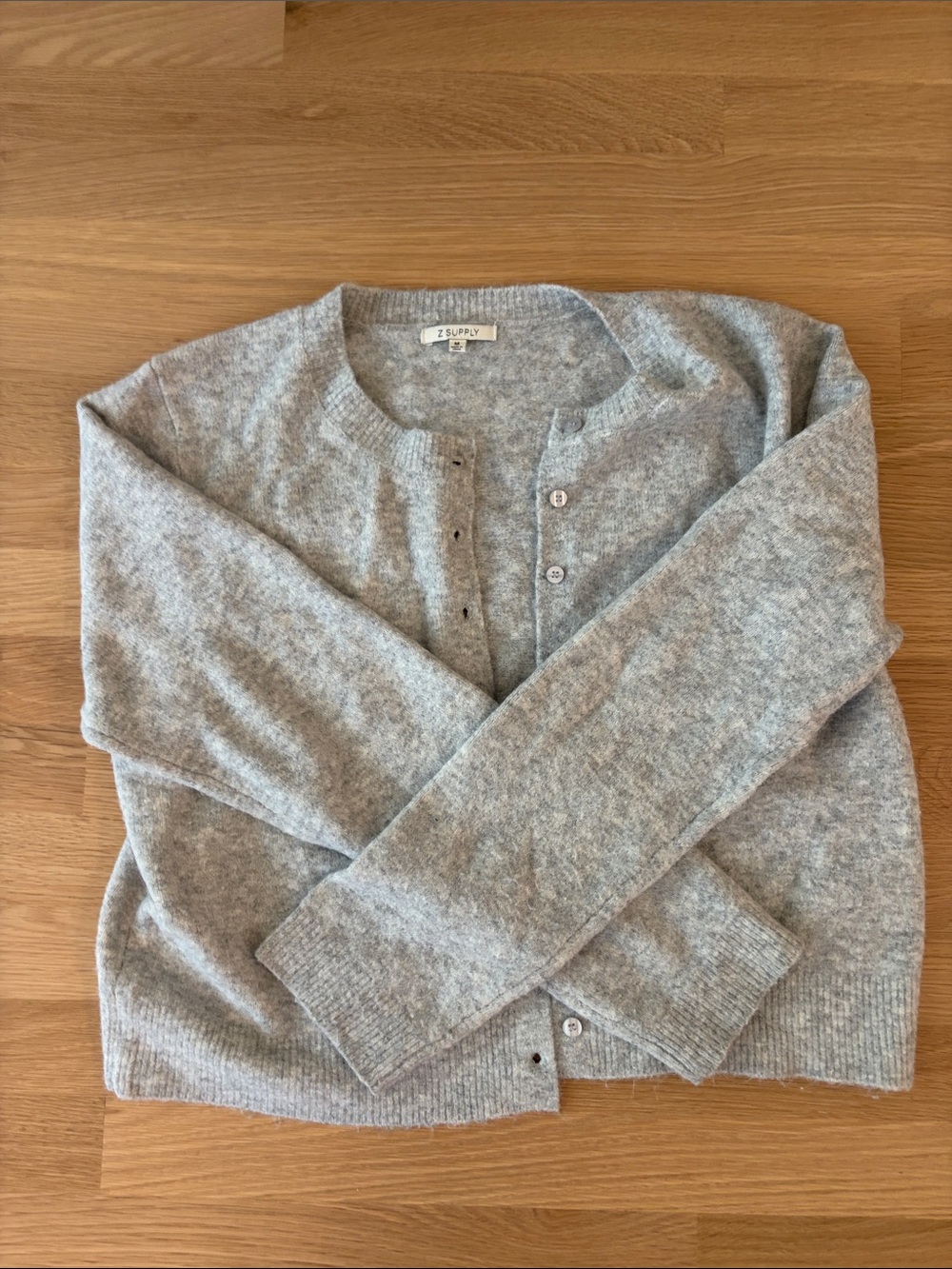 Z Supply Heather Light Gray Button Cardigan